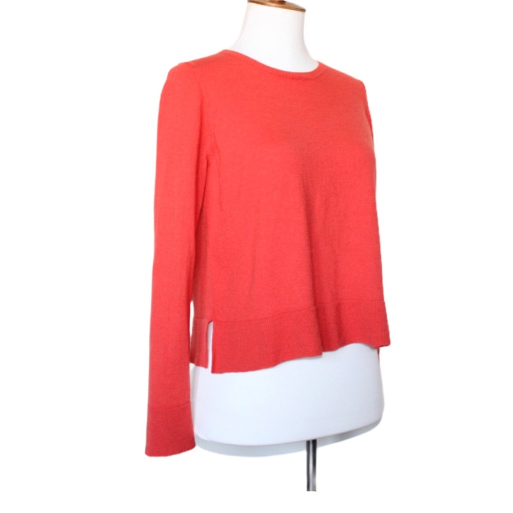 Eileen Fisher Sunset Orange Merino Wool Knit Sweater Size Large